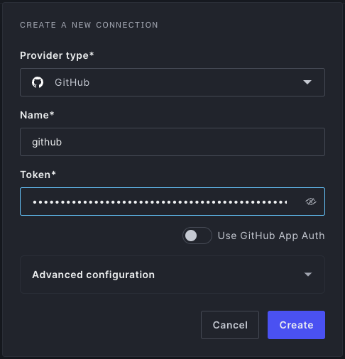 Create SCM Webhook Modal Step 1
